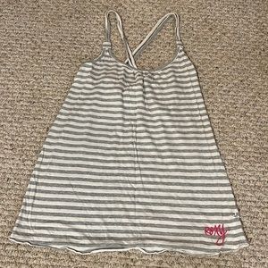 Gray & white Roxy cross back tank top. Size L